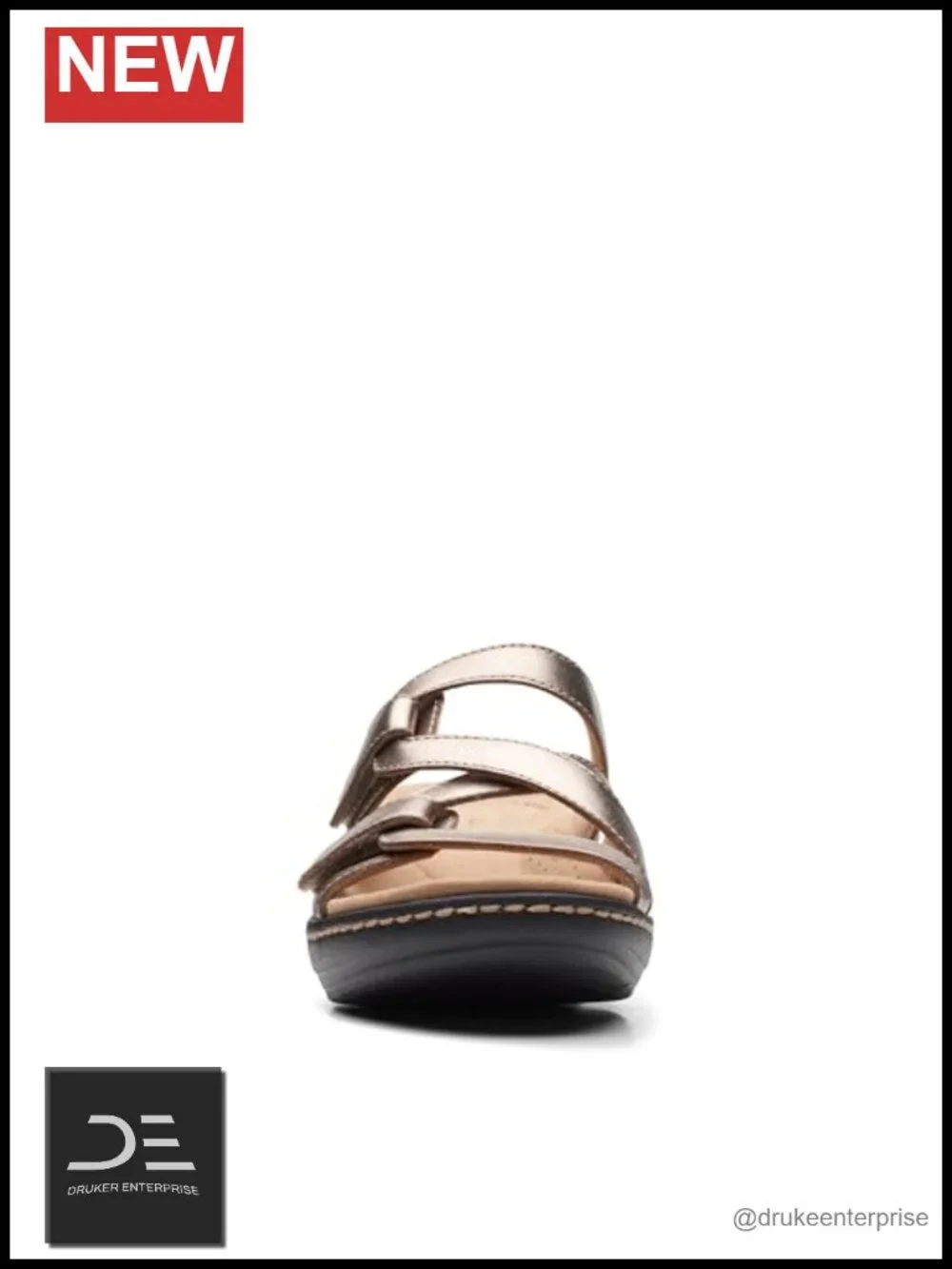 Clarks Women's Wedge Sandals Metallic Leather Open Toe Comfort